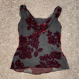 90s velvet cowl neck tank top